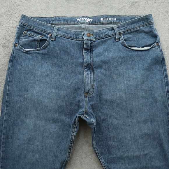 Wrangler Jeans Mens Size 42x30 Blue Regular Straight Flex Denim Pants Stretch - Picture 10 of 15